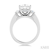 1/2 ctw Tri-Mount Princess Shape Round Cut Diamond Semi Mount Engagement Ring in 14K White Gold