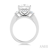 1/2 ctw Tri-Mount Princess Shape Round Cut Diamond Semi Mount Engagement Ring in 14K White Gold