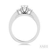 1/4 ctw Tri-Mount Marquise Shape Center Round Cut Diamond Semi Mount Engagement Ring in 14K White Gold