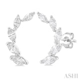 1/2 ctw Graduated Marquise Cut Diamond Fashion Ear Climbers in 14K White Gold