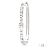 3/8 ctw Pear and Round Cut Diamond Rectangular Fashion Hoop Earrings in 14K White Gold