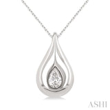 1/4 ctw Teardrop Pear Cut Diamond Fashion Pendant With Chain in 14K White Gold