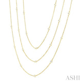 1 Ctw Bezel Set Round Cut Diamond 60-Inch Long Station Necklace in 14K Yellow Gold