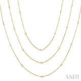 1 Ctw Bezel Set Round Cut Diamond 60-Inch Long Station Necklace in 14K Yellow Gold