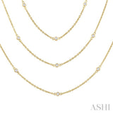 1 Ctw Bezel Set Round Cut Diamond 60-Inch Long Station Necklace in 14K Yellow Gold