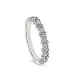 Platinum finish sterling silver bubbles ring with simulated diamonds
