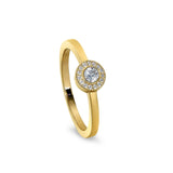 Gold Finish Sterling Silver Micropave Round Simulated Diamond Ring with Simulated Diamonds Size 9