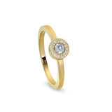 Gold Finish Sterling Silver Micropave Round Simulated Light Amethyst Ring with Simulated Diamonds Size 9