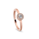 Rose Gold Finish Sterling Silver Micropave Round Simulated Diamond Ring with Simulated Diamonds Size 9