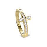 Gold Finish Sterling Silver Micropave Cross Ring with Simulated Diamonds - size 10
