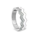 Gold Vermeil Sterling Silver Micropave Ring with with White Enamel and Simulated Diamondss