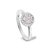 Platinum finish sterling silver micropave round ring with simulated diamonds -size 5