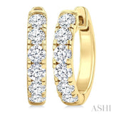 1 Ctw Round Cut Diamond Hoop Earrings in 14K Yellow Gold