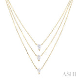 5/8 Ctw Triple Pear Cut Diamond Layered Necklace in 14K Yellow Gold