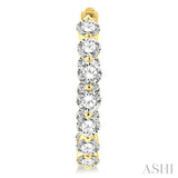 4 Ctw Inside-Out Single Prong Set Round Cut Diamond Hoop Earrings in 14K Yellow Gold