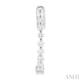 1 Ctw Inside-Out Single Prong Set Round Cut Diamond Hoop Earrings in 14K White Gold