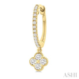 1/3 Ctw Clover Round Cut Diamond Huggie Fashion Earrings in 14K Yellow Gold