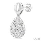 1/3 Ctw Pear Shape Mount Pave Set Single Cut Diamond Fashion Earrings in 10K White Gold