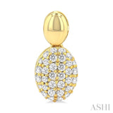 1/3 Ctw Oval Shape Mount Pave Set Round Cut Diamond Fashion Earring in 10K Yellow Gold