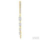 3/4 Ctw Marquise and Round Cut Diamond Journey Long Chain Fashion Earrings in 14K Yellow Gold
