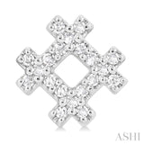 1/8 Ctw Petite Hashtag Motif Single Cut Diamond Fashion Earrings in 10K White Gold