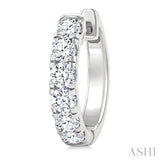 1 Ctw Round Cut Diamond Hoop Earrings in 14K White Gold