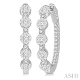 1 Ctw Circular Five Mount Lovebright Round Cut Diamond Hoop Earrings in 14K White Gold