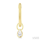 1/3 Ctw Bezel Set Pear Cut Diamond Huggie Earrings in 14K Yellow Gold