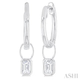 1/3 Ctw Bezel Set Emerald Cut Diamond Huggie Earrings in 10K White Gold