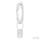 1/3 Ctw Bezel Set Emerald Cut Diamond Huggie Earrings in 10K White Gold