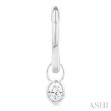 1/3 Ctw Bezel Set Oval Cut Diamond Huggie Earrings in 10K White Gold