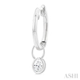 1/3 Ctw Bezel Set Oval Cut Diamond Huggie Earrings in 10K White Gold