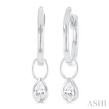 1/3 Ctw Bezel Set Pear Cut Diamond Huggie Earrings in 10K White Gold