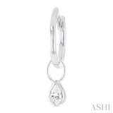 1/3 Ctw Bezel Set Pear Cut Diamond Huggie Earrings in 10K White Gold