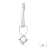 1/3 Ctw Bezel Set Princess Cut Diamond Huggie Earrings in 10K White Gold