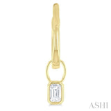 1/3 Ctw Bezel Set Emerald Cut Diamond Huggie Earrings in 10K Yellow Gold