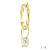 1/3 Ctw Bezel Set Emerald Cut Diamond Huggie Earrings in 10K Yellow Gold