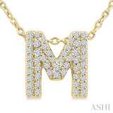1/6 Ctw Bubble Accent Initial 'M' Round Cut Diamond Fashion Pendant With Chain in 10K Yellow Gold