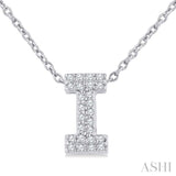 1/10 Ctw Initial 'I' Round Cut Diamond Fashion Pendant With Chain in 10K White Gold