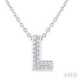 1/20 Ctw Initial 'L' Round Cut Diamond Fashion Pendant With Chain in 10K White Gold