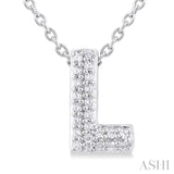 1/20 Ctw Initial 'L' Round Cut Diamond Fashion Pendant With Chain in 10K White Gold