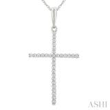 1/10 Ctw Cross Round Cut Diamond Fashion Pendant With Chain in 10K Yellow Gold