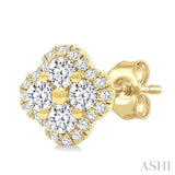 1/2 Ctw Clover Round Cut Diamond Fashion Earrings in 14K Yellow Gold