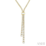 5 Ctw Split Y-Shape Baguette and Round Cut Diamond Lariat Necklace in 14K Yellow Gold