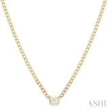 1/5 Ctw Bezel Set Octagon Cut Diamond Curb Link Fashion Necklace in 14K Yellow Gold