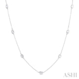 2 Ctw Bezel Set Oval Cut Diamond Station Necklace in 14K White Gold