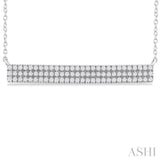 1/4 Ctw Bar Triple Row Round Cut Diamond Necklace in 10K White Gold