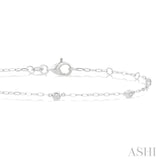 1/10 Ctw Round Cut Diamond Paperclip Station Bracelet in 14K White Gold