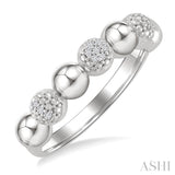 1/20 Ctw Bold Bead Design Single Cut Diamond Fashion Ring in Sterling Silver