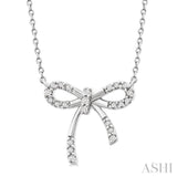 1/10 Ctw Bow Single Cut Diamond Fashion Pendant With Chain in Sterling Silver